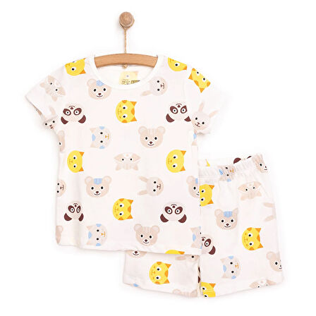 HelloBaby Erkek Kısa Kol Hayvan Desenli Bisiklet Yaka Pijama Takımı