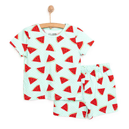 HelloBaby Kısa Kol Karpuz Desenli Bisiklet Yaka Pijama Takımı