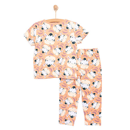 HelloBaby Erkek Kısa Kol Zebra Desenli Bisiklet Yaka Pijama Takımı