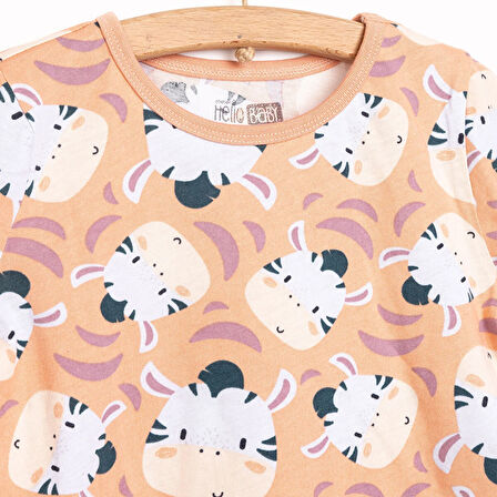 HelloBaby Erkek Kısa Kol Zebra Desenli Bisiklet Yaka Pijama Takımı