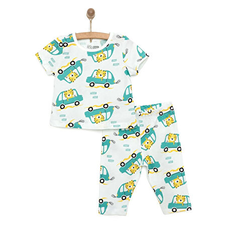 HelloBaby Erkek Kısa Kol Kaplan Desenli Bisiklet Yaka Pijama Takımı