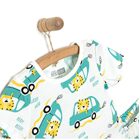 HelloBaby Erkek Kısa Kol Kaplan Desenli Bisiklet Yaka Pijama Takımı