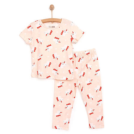 HelloBaby Kısa Kol Unicorn Desenli Bisiklet Yaka Pijama Takımı