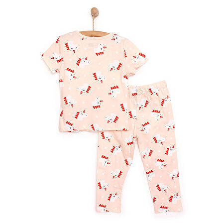 HelloBaby Kısa Kol Unicorn Desenli Bisiklet Yaka Pijama Takımı