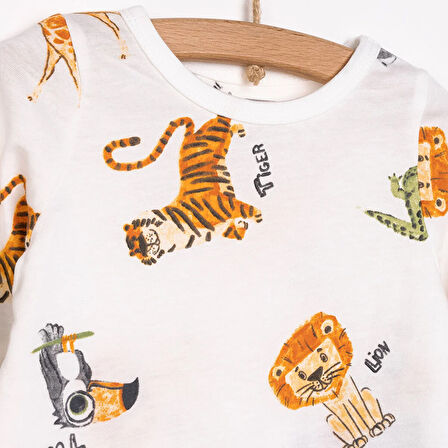 HelloBaby Uzun Kol Safari Desenli Bisiklet Yaka Pijama Takımı