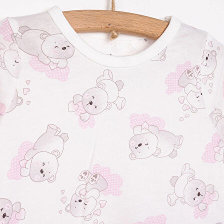 HelloBaby Kız Sevimli Ayı Desenli Uzun Kol Pijama Takımı