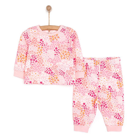 HelloBaby Kız Mini Çiçek Desenli Uzun Kol Pijama Takımı