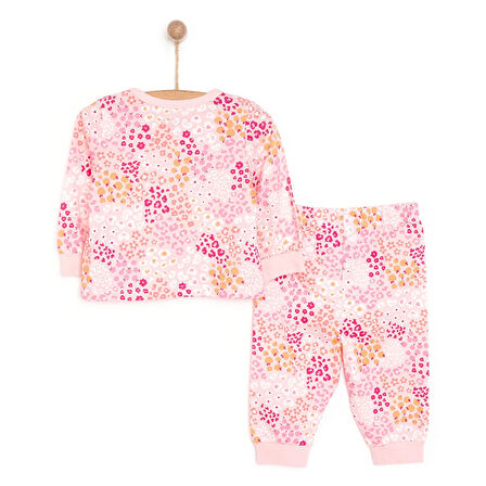 HelloBaby Kız Mini Çiçek Desenli Uzun Kol Pijama Takımı