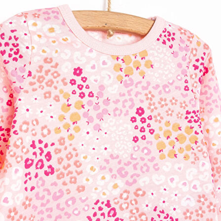 HelloBaby Kız Mini Çiçek Desenli Uzun Kol Pijama Takımı