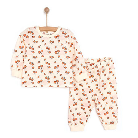HelloBaby Kız Kiraz Desenli Uzun Kol Pijama Takımı
