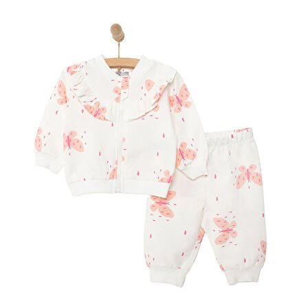 HelloBaby Basic Kız Fermuarlı Kelebek Desenli Eşofman Takımı Kız Bebek