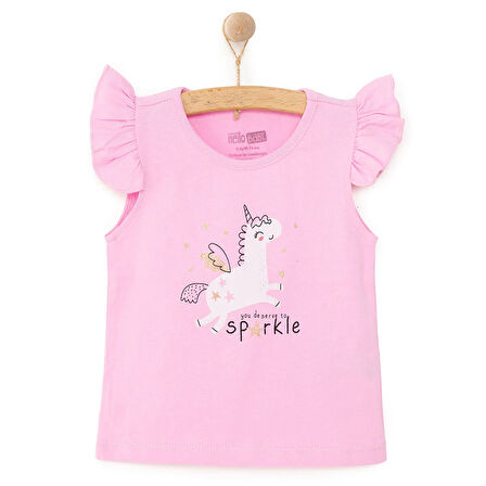 HelloBaby Basic Kız Melek Unicorn Baskılı Atlet T-shirt Kız Bebek
