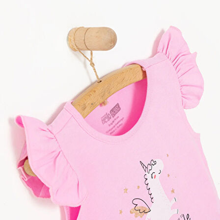 HelloBaby Basic Kız Melek Unicorn Baskılı Atlet T-shirt Kız Bebek