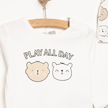 HelloBaby Zebra Baskılı Yenidoğan Erkek Body-Patikli Alt-Şapka Erkek Bebek