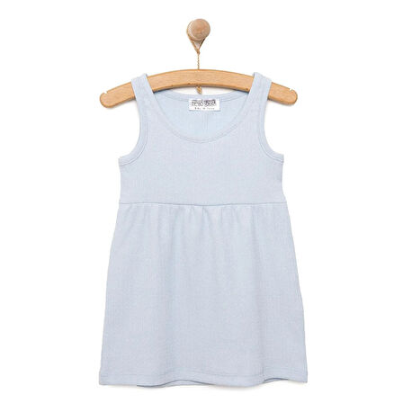 HelloBaby Kız Bebek Basic Elbise Bisiklet Yaka Atlet Kol Mavi