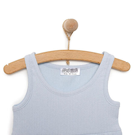 HelloBaby Kız Bebek Basic Elbise Bisiklet Yaka Atlet Kol Mavi