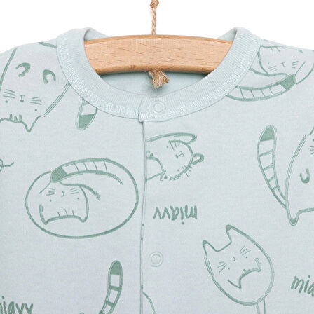 Bebetto Yenidoğan Organic Sleepy Cat Uni Kısa Tulum Unisex