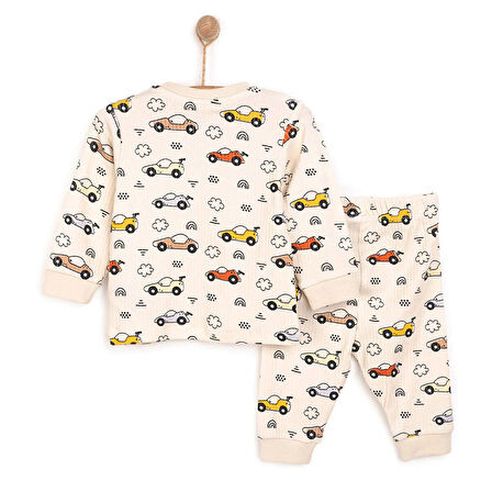 HelloBaby Uzun Kol Kaşkorse Araba Desenli Bisiklet Yaka Pijama Takımı
