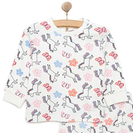 HelloBaby Kız Unicorn Desenli Uzun Kol Pijama Takımı
