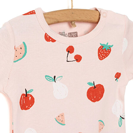 HelloBaby Hayvan Desenli Kısa Kol Body Kız Bebek