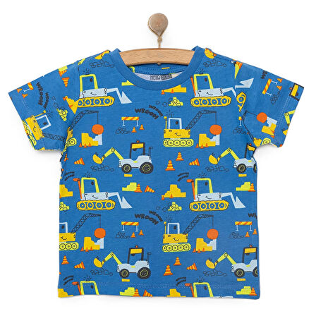 HelloBaby Basic Erkek Kepçe Desenli T-Shirt Erkek Bebek