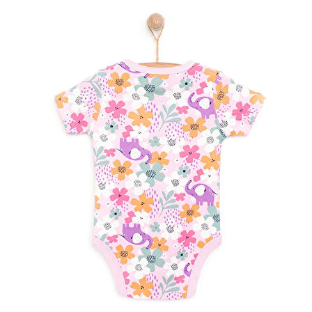 HelloBaby Hayvan Desenli Kısa Kol Body Kız Bebek