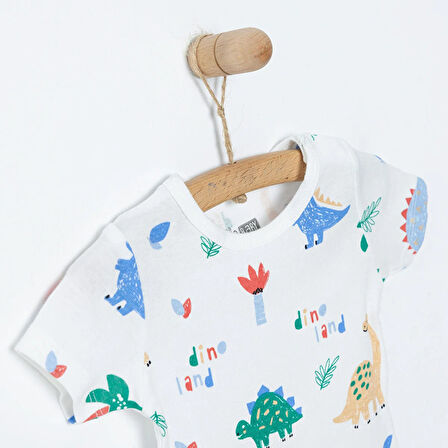 HelloBaby Hayvan Desenli Kısa Kol Body Erkek Bebek