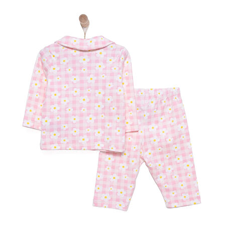 HelloBaby Kız Çiçek Desenli Gömlek Yaka Pijama Takımı