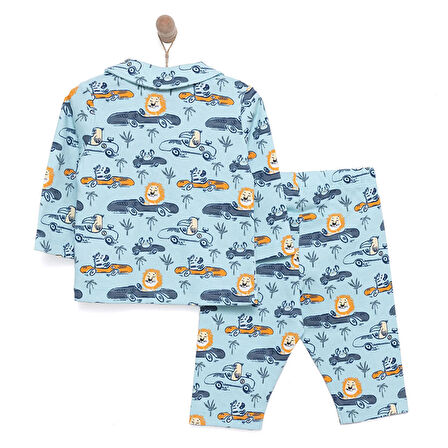 HelloBaby Uzun Kol Gömlek Yaka Safari Desenli Pijama Takımı