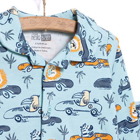 HelloBaby Uzun Kol Gömlek Yaka Safari Desenli Pijama Takımı