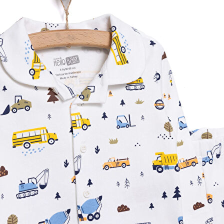 HelloBaby Uzun Kol Gömlek Yaka Araç Desenli Pijama Takımı