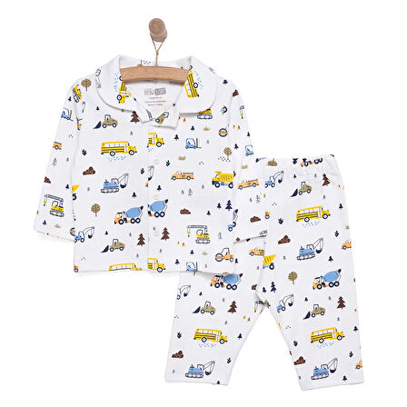 HelloBaby Uzun Kol Gömlek Yaka Araç Desenli Pijama Takımı