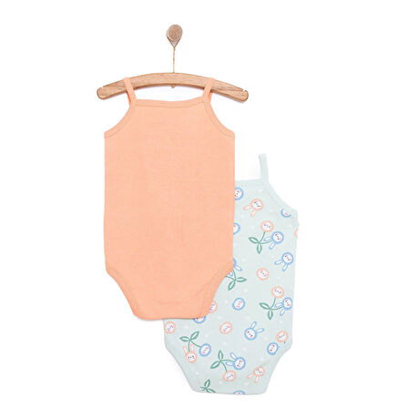 HelloBaby Kız Bebek 2li Body Bisiklet Yaka İp Askılı Karışık Renkli 3 Ay