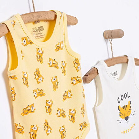 HelloBaby Erkek Bebek 2li Atlet Body Bisiklet Yaka Turuncu 3 Ay