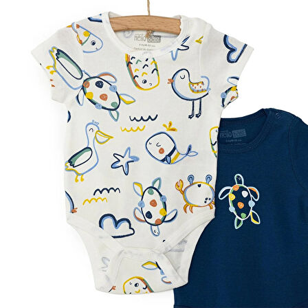 HelloBaby Erkek 2li Kısa Kol Body Erkek Bebek