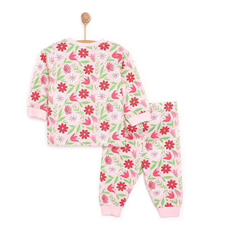 HelloBaby Kız Çiçek Desenli Uzun Kol Pijama Takımı
