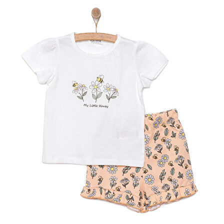 HelloBaby Basic Papatya ve Arı Baskılı Şortlu Takım Kız Bebek