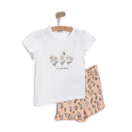 HelloBaby Basic Papatya ve Arı Baskılı Şortlu Takım Kız Bebek