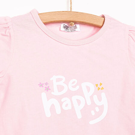 HelloBaby Basic Kız Be Happy Baskılı Tshirt-Şort Kız Bebek