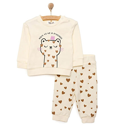 HelloBaby Basic Kız Kedi Baskılı Eşofman Takımı Kız Bebek