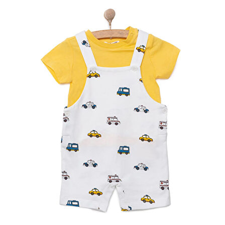 HelloBaby Basic Erkek Araba Desenli Şort Salopet-Tshirt Erkek Bebek