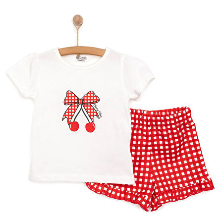 HelloBaby Basic Kurdele Baskılı Şortlu Takım Kız Bebek