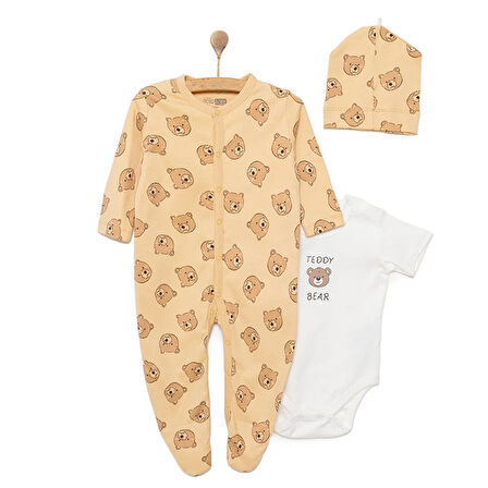 HelloBaby Erkek Tulum-Body-Şapka Erkek Bebek