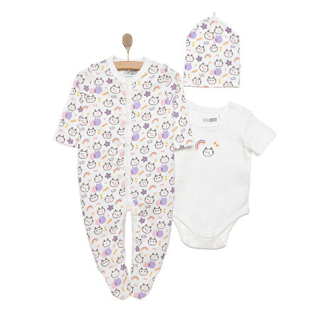 HelloBaby Kız Tulum-Body-Şapka Kız Bebek