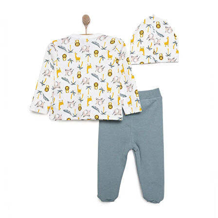 HelloBaby Erkek Zıbın-Şapka-Patikli Alt Erkek Bebek