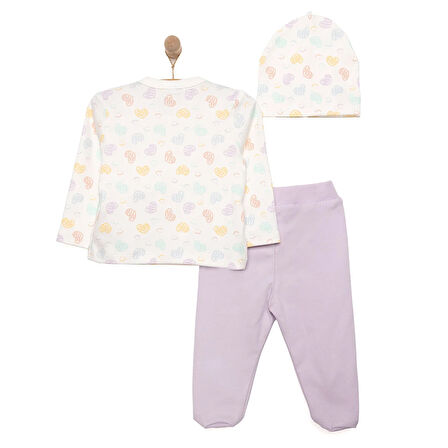 HelloBaby Kız Zıbın-Şapka-Patikli Alt Kız Bebek