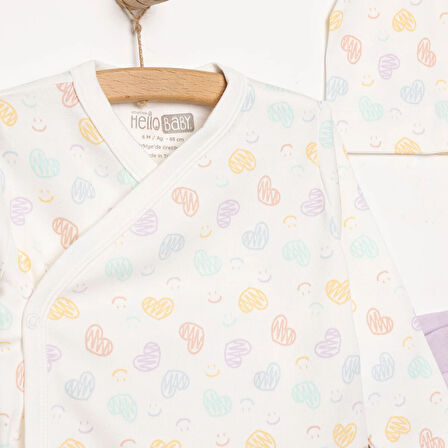 HelloBaby Kız Zıbın-Şapka-Patikli Alt Kız Bebek