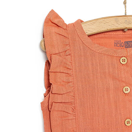 HelloBaby Kız Bebek Zıbn Atlet Body Müslin Kumaş Düğmeli Atlet Kol Nar Çiçeği