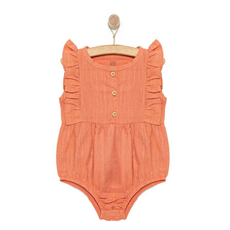 HelloBaby Kız Bebek Zıbn Atlet Body Müslin Kumaş Düğmeli Atlet Kol Nar Çiçeği