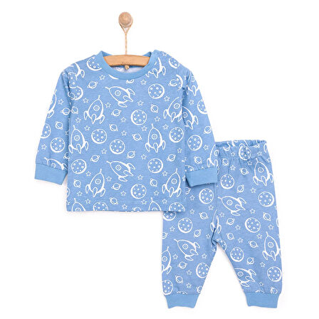 HelloBaby Uzun Kol Bisiklet Yaka Uzay Desenli Pijama Takımı